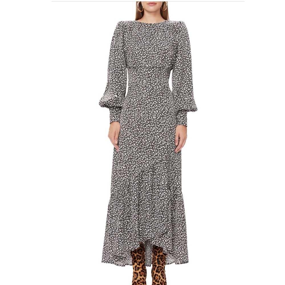 AFRM Ziggy Print Long Sleeve High/Low Maxi Dress